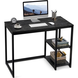 Metalowe biurko komputerowe loftowe z półkami 120cm x 60cm solidne marmur