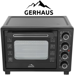 Piekarnik elektryczny Gerhaus 45L 2000W termoobieg rożno grill suszarka do grzybów i owoców dehydrator 2w1 Czarny